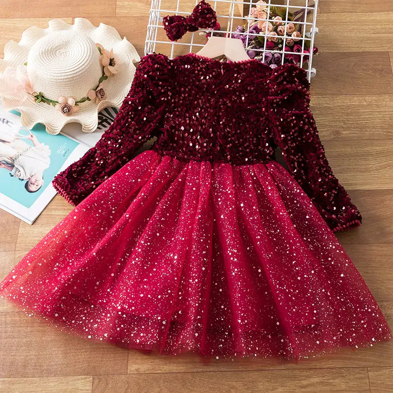 Robe de printemps à paillettes pour enfants