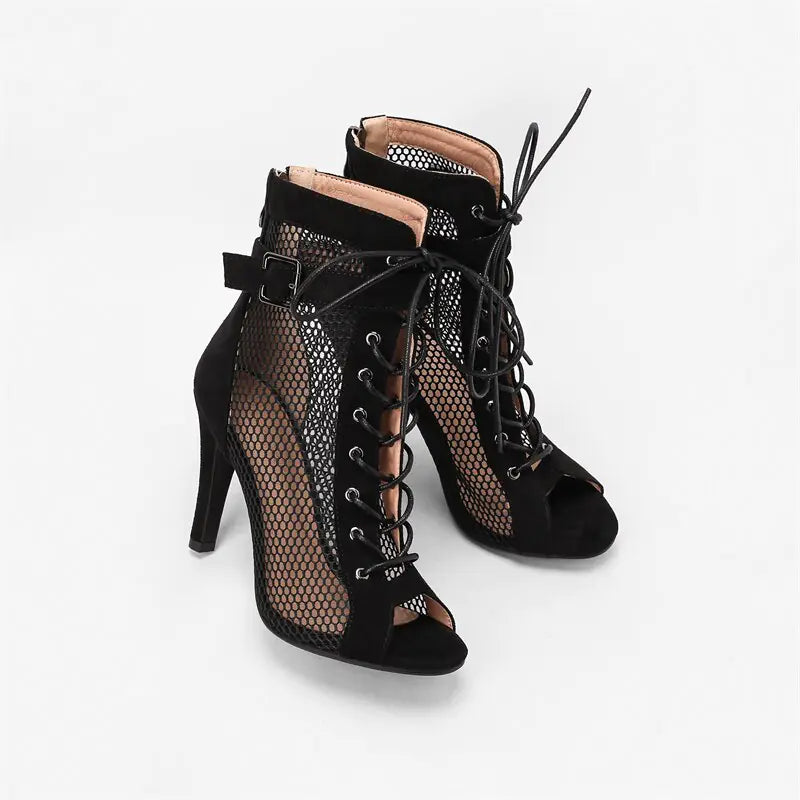 Nossas Botas Peep Toe Gladiator Ankle Boots