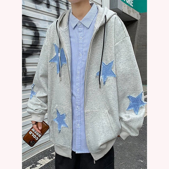 Sweat à capuche zippé Star Patch pour homme