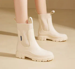 Bottes de pluie pour femmes avec bande élastique portable en extérieur