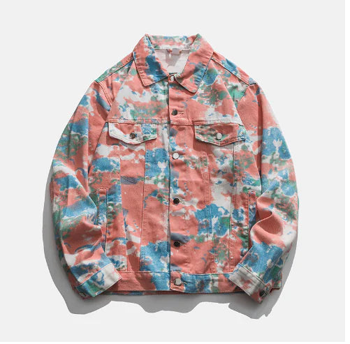 Veste en jean camouflage tie dye