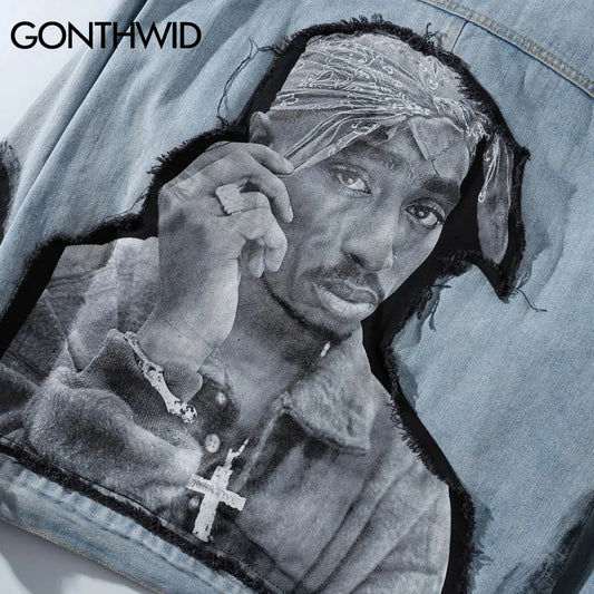 Veste en jean Tupac