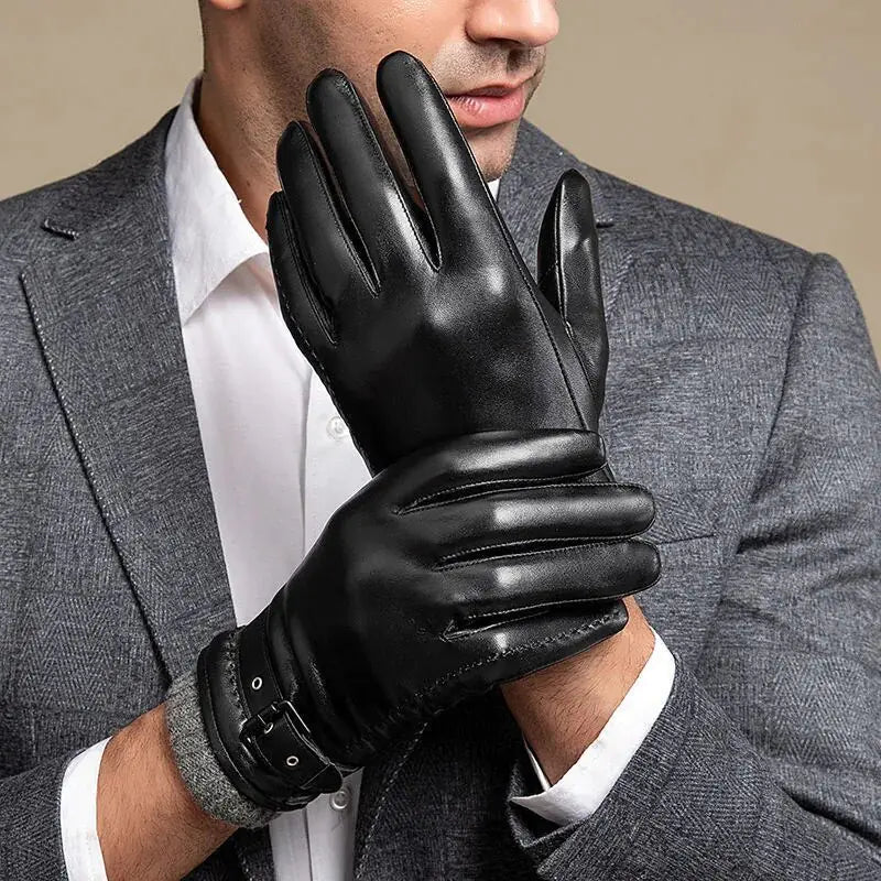 Gants d'hiver en cuir pour hommes