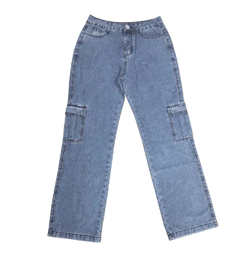 Straight Denim High Waist Pants