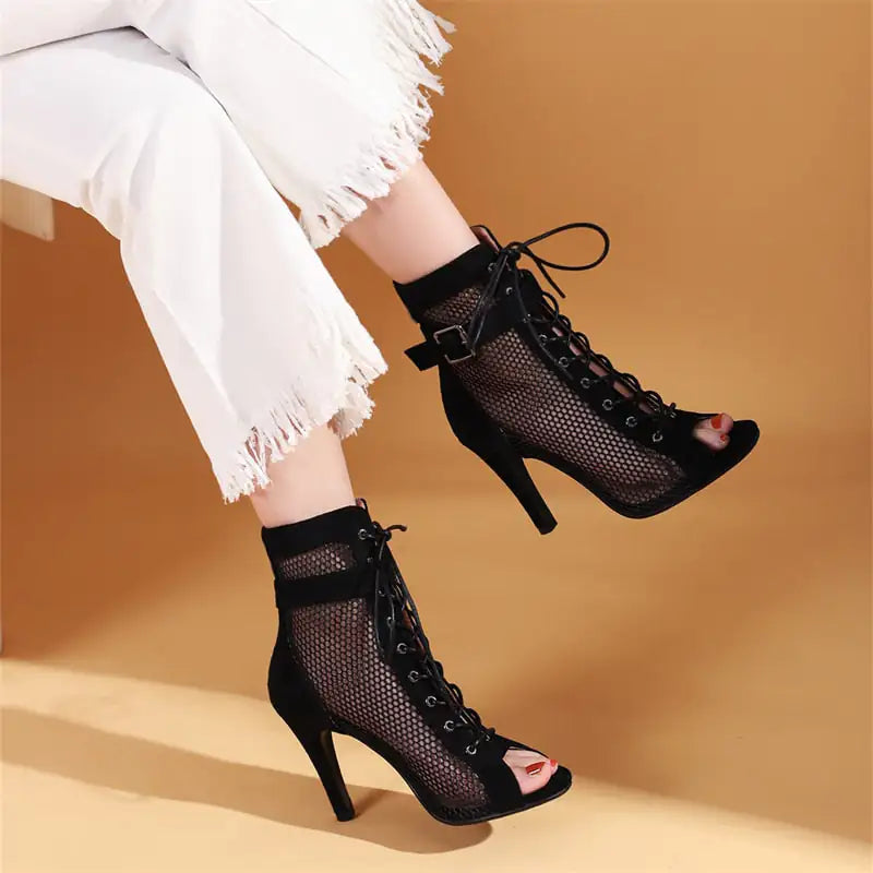 Nossas Botas Peep Toe Gladiator Ankle Boots