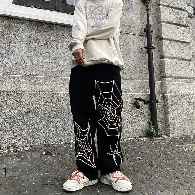 Spider Print Baggy Harem Pants - Men's Hip Hop Casual Trousers, Summer Y2K Fashion