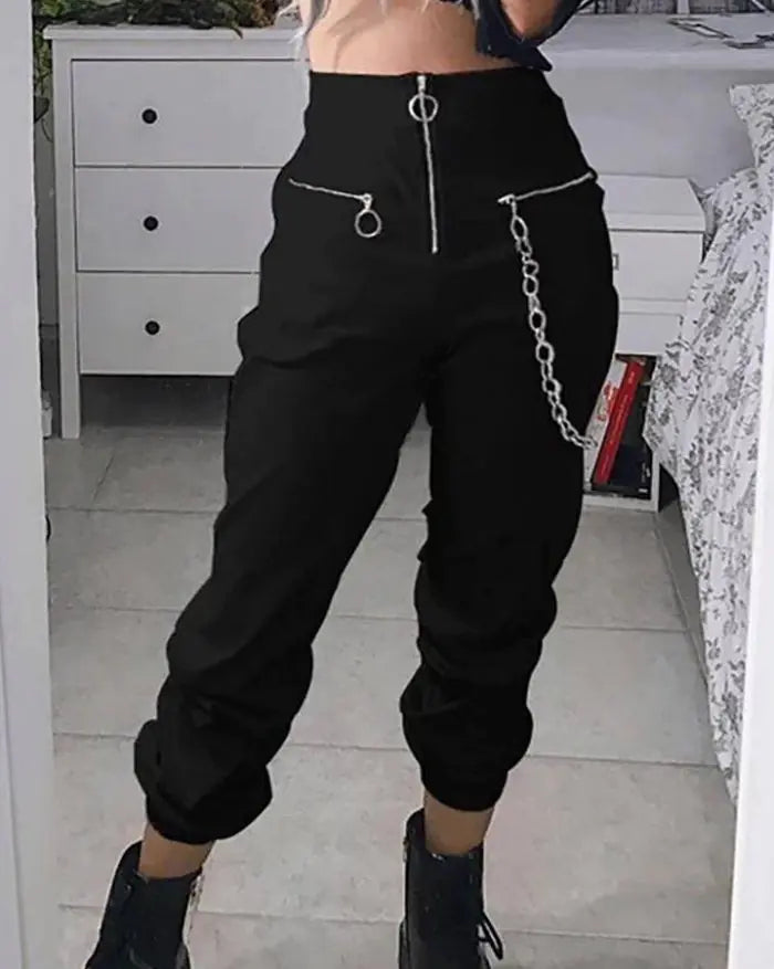 Calça Harem Casual Com Corrente