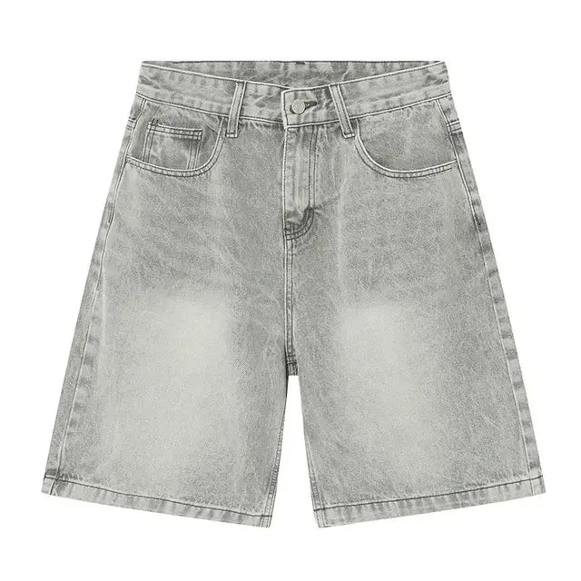 Shorts jeans azul vintage masculino casual solto