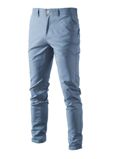 Pantalon pour hommes coupe slim de couleur unie