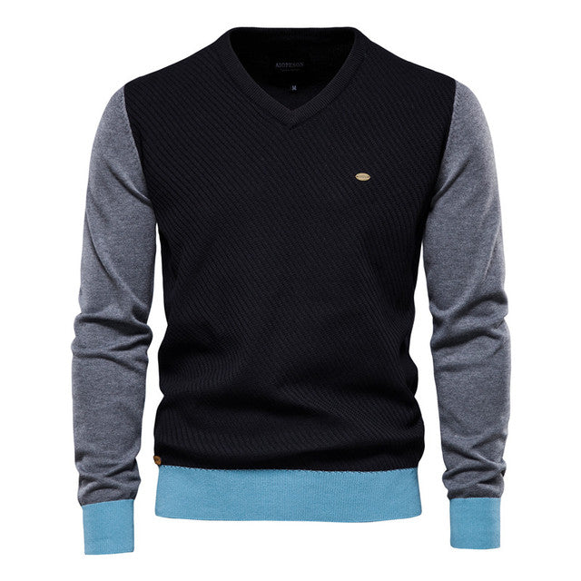 Pull homme en coton épissé