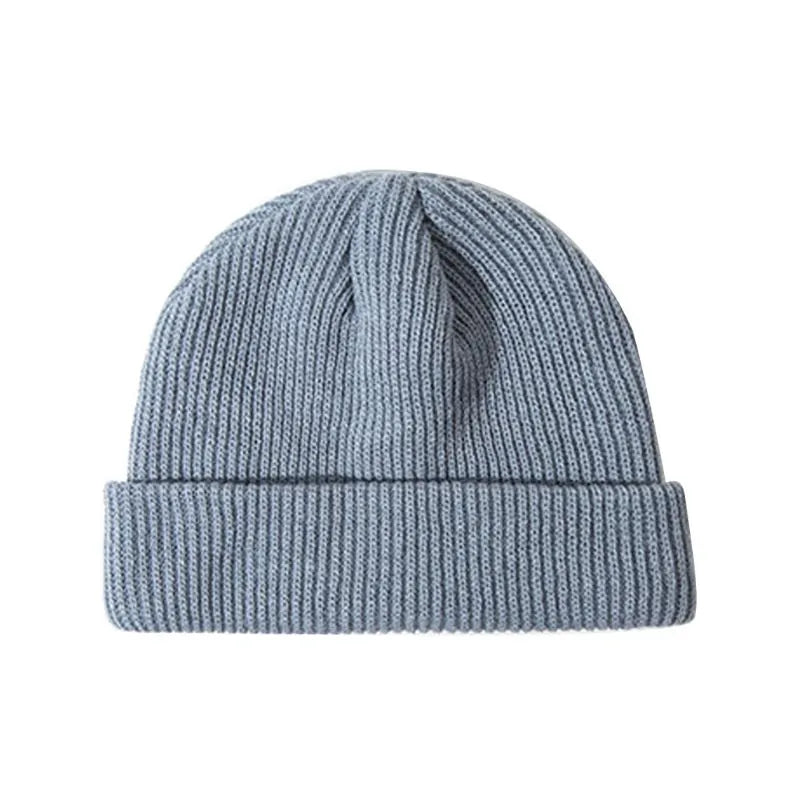 Unisex Winter Ribbed Knitted Cuffed Short Melon Cap