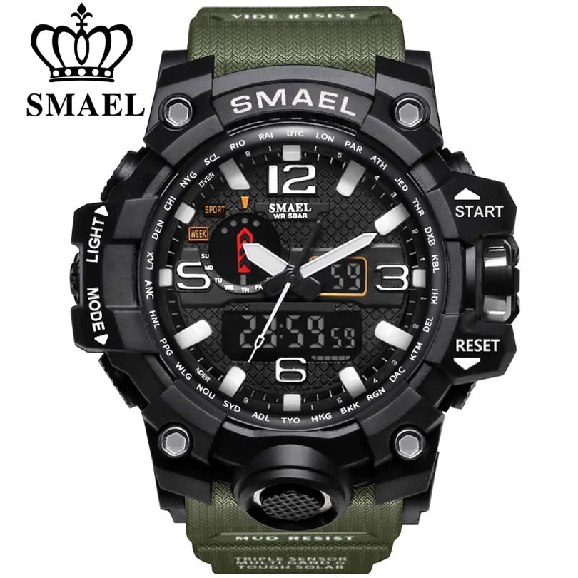 SMAEL Brand Men Sports Watches Dual Display