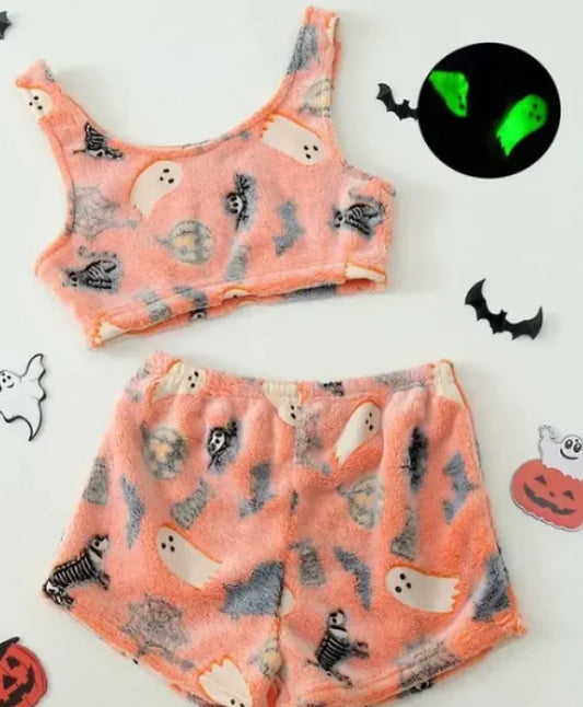 Pyjama lumineux en flanelle pour Halloween