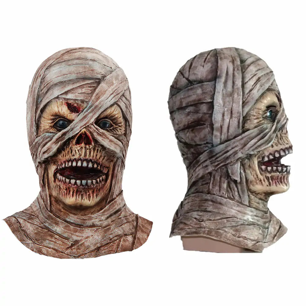 Masque en latex de momie zombie pour Halloween