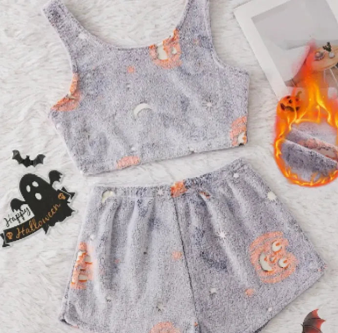 Pyjama lumineux en flanelle pour Halloween