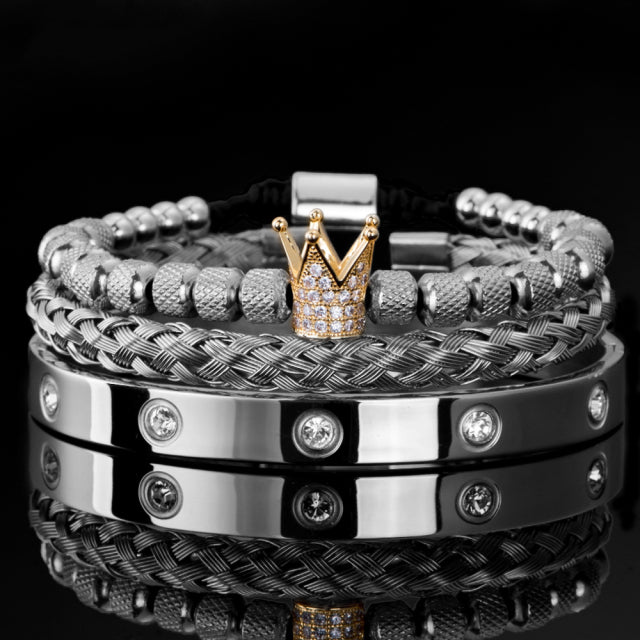 Pulseiras masculinas Roman Royal Charm Aço inoxidável