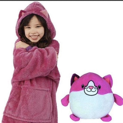 Couverture à capuche pour enfants et animaux domestiques, peluche douce