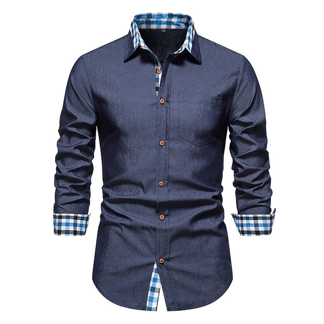 Camisas formais xadrez patchwork para homens