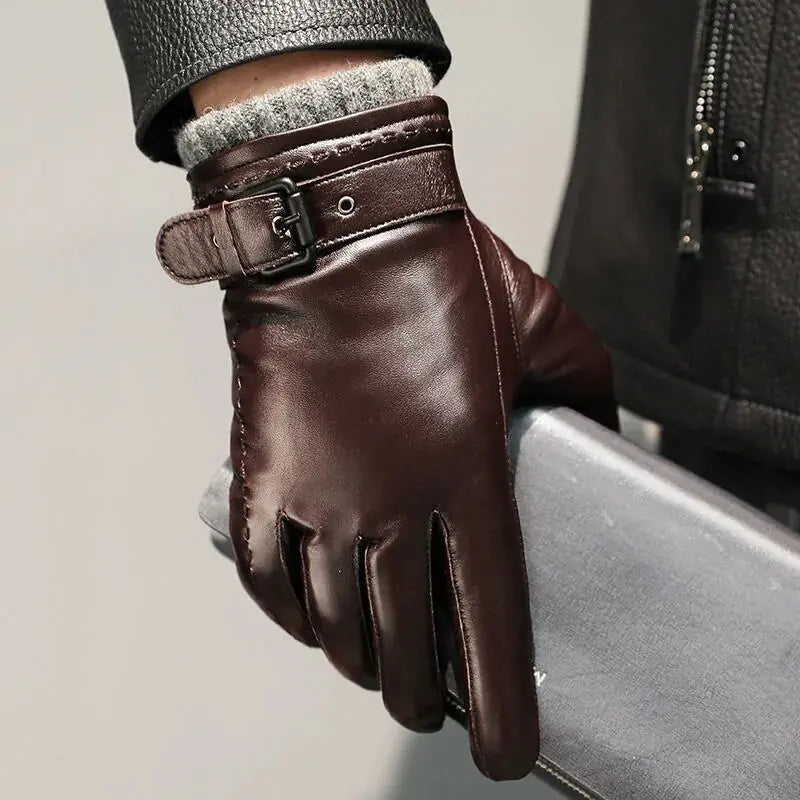 Gants d'hiver en cuir pour hommes