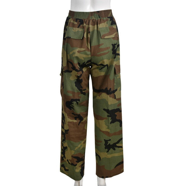 Pantalon droit crayon cargo camouflage