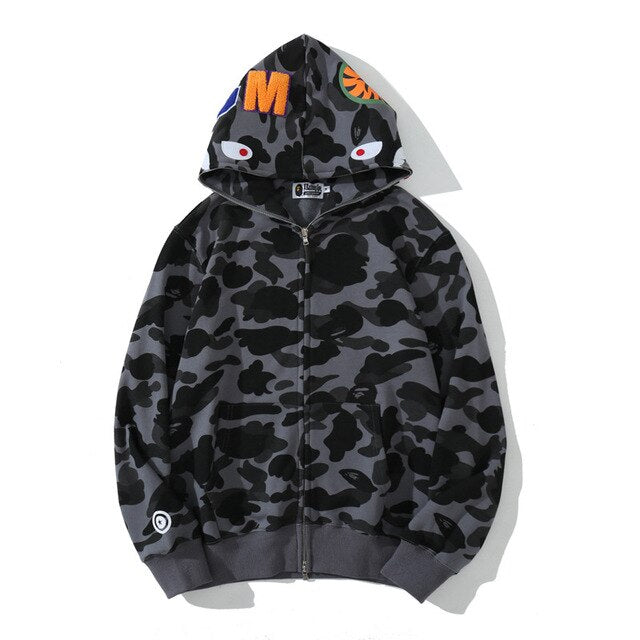 Zip intégral camouflage requin