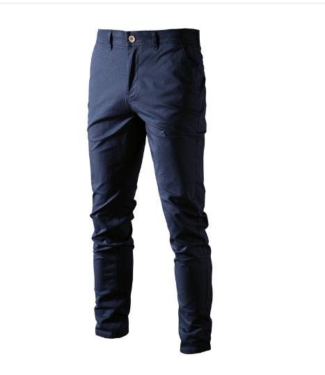 Pantalon pour hommes coupe slim de couleur unie