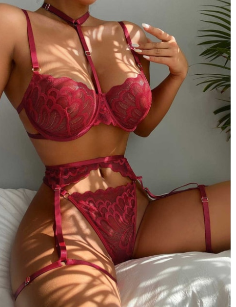 Ensemble de lingerie érotique chaude avec porte-jarretelles