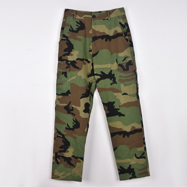 Pantalon droit crayon cargo camouflage