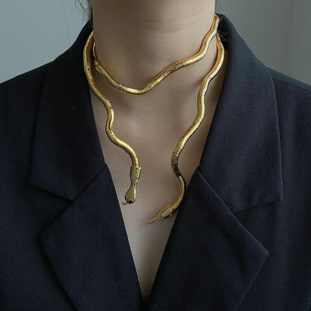 Collier chaîne serpent en métal doux