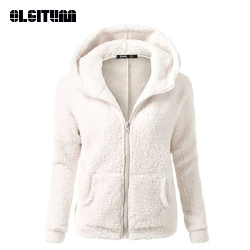 OLGITUM Women's Hooded Fleece Jacket - Winter/Autumn