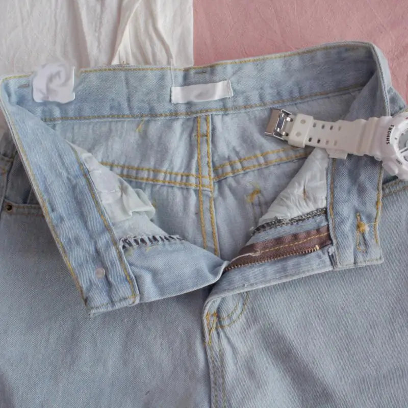 Heart Embroidery Denim Pants