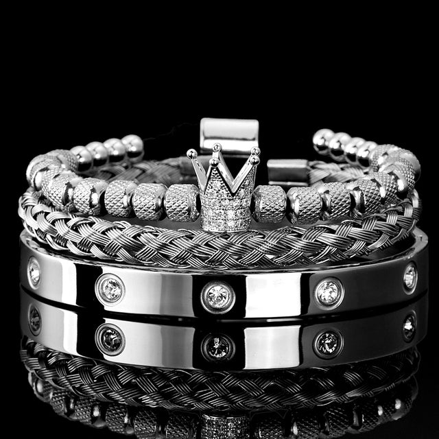 Pulseiras masculinas Roman Royal Charm Aço inoxidável