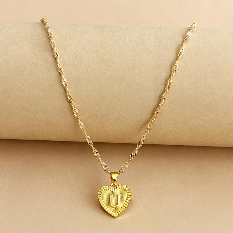 Collier pendentif coeur lettre initiale