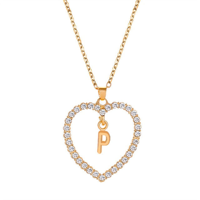 Collier avec pendentif lettre cœur et initiales