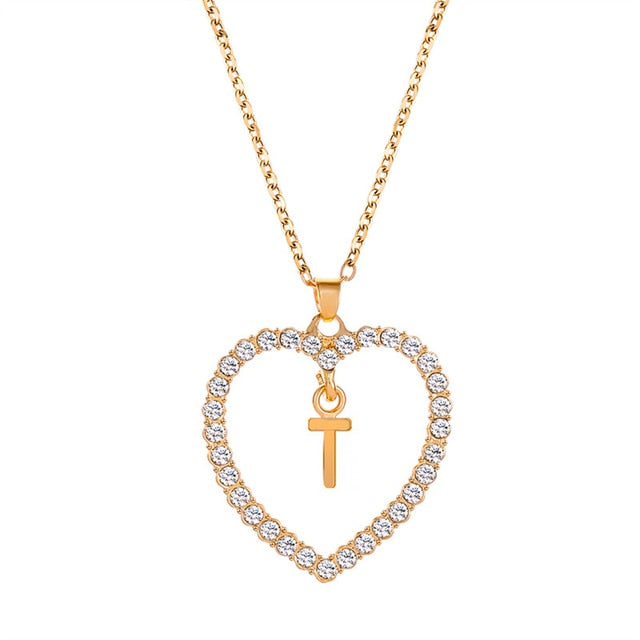 Collier avec pendentif lettre cœur et initiales