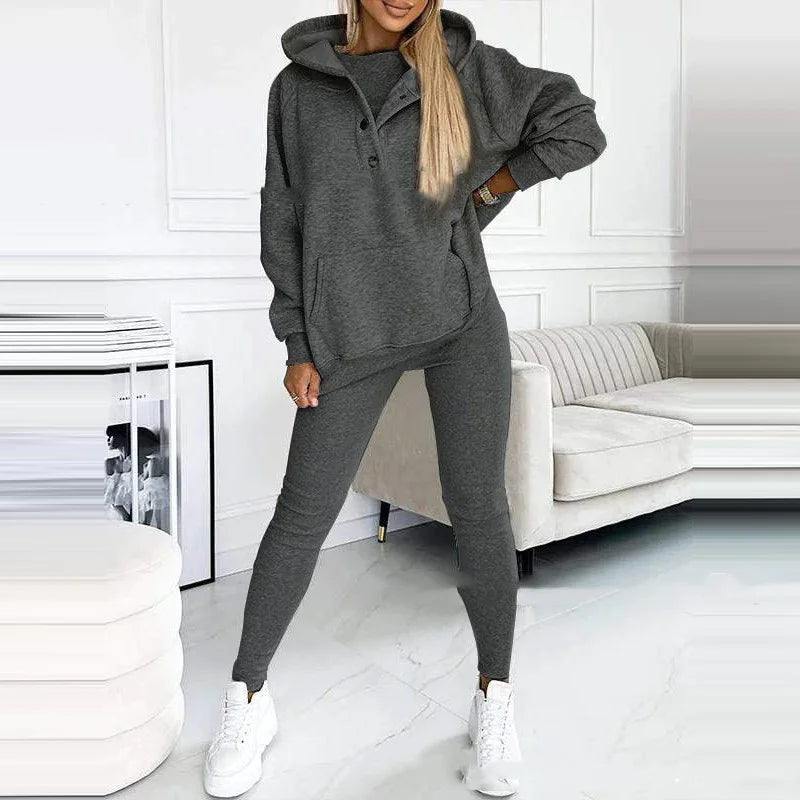 Hoodie Vest Pants Set For Women