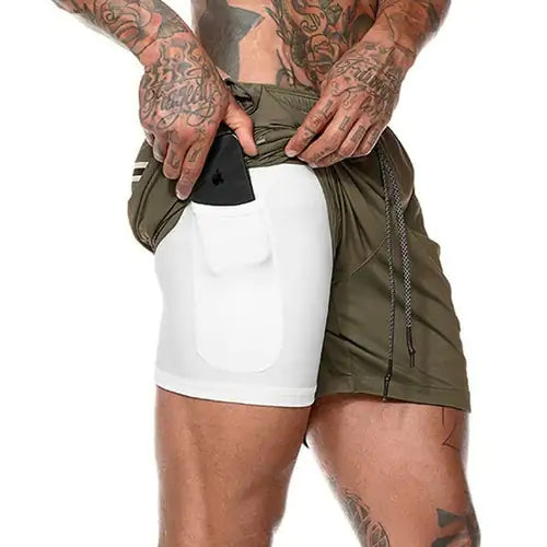 Short de course 2 en 1 pour hommes, Jogging, Gym, Fitness