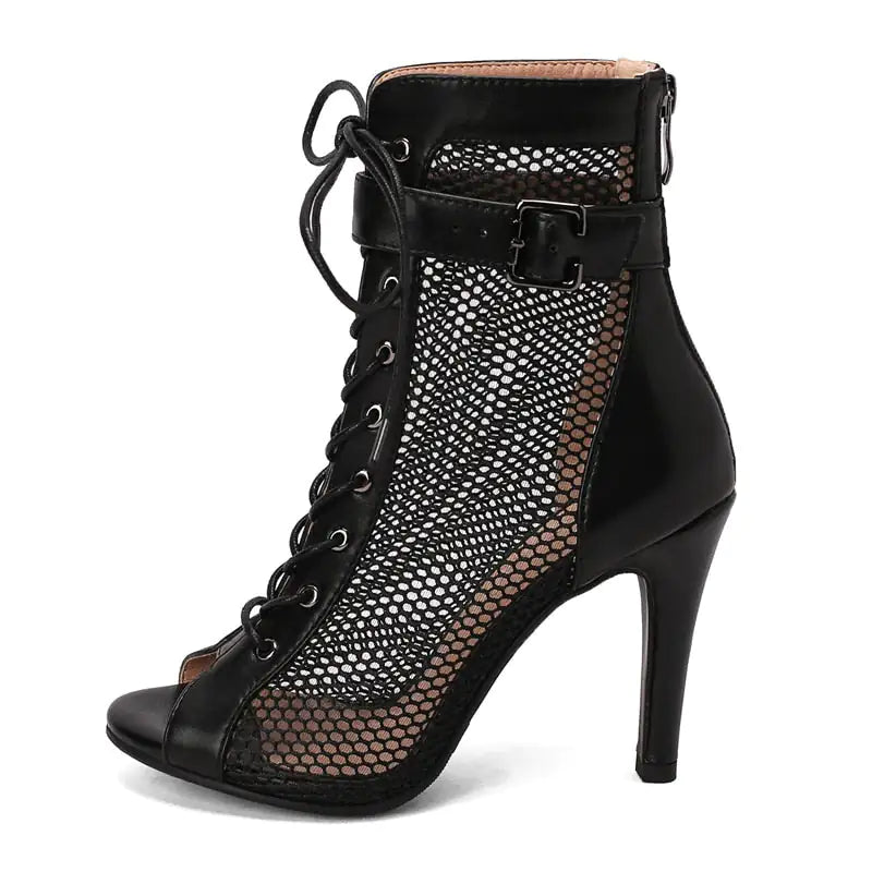 Nossas Botas Peep Toe Gladiator Ankle Boots