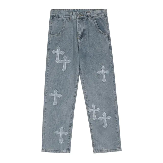 Calças jeans largas de streetwear masculinas