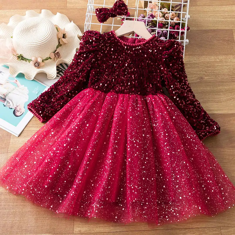 Robe de printemps à paillettes pour enfants