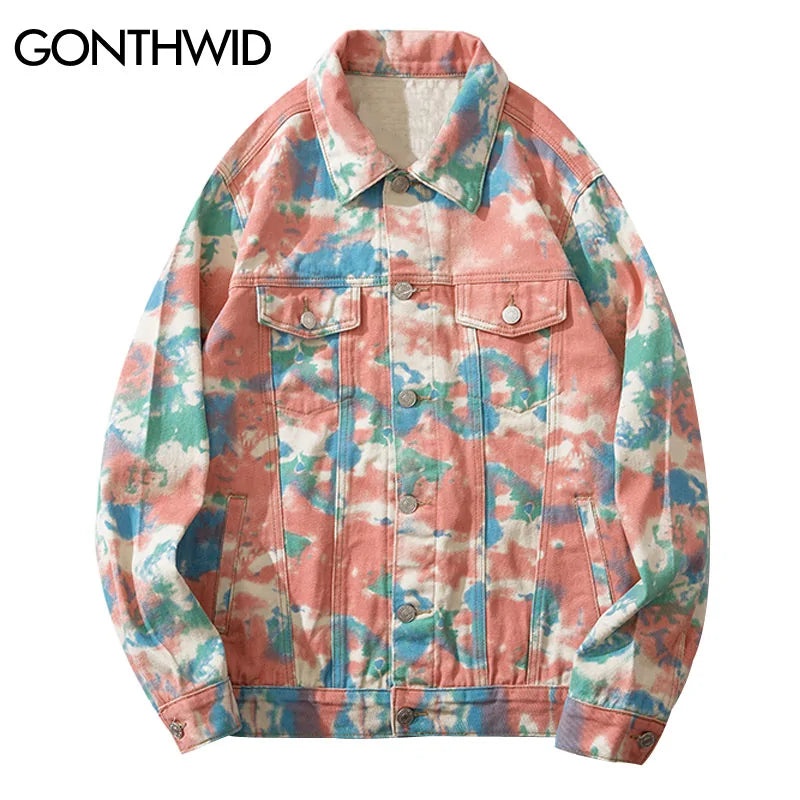 Veste en jean camouflage tie dye