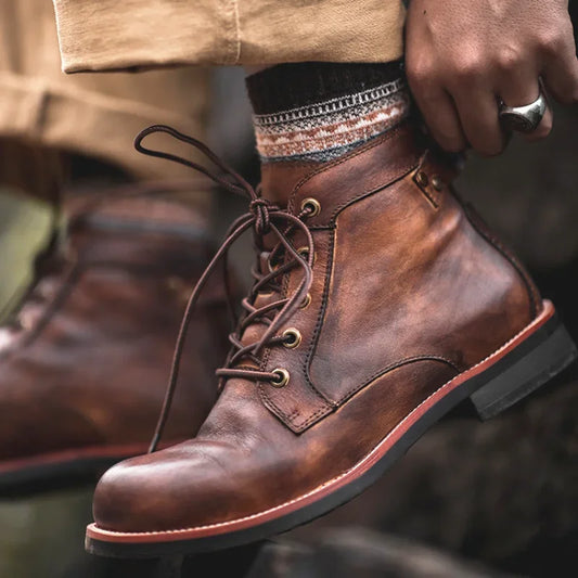 Bottes en cuir faites à la main pour hommes