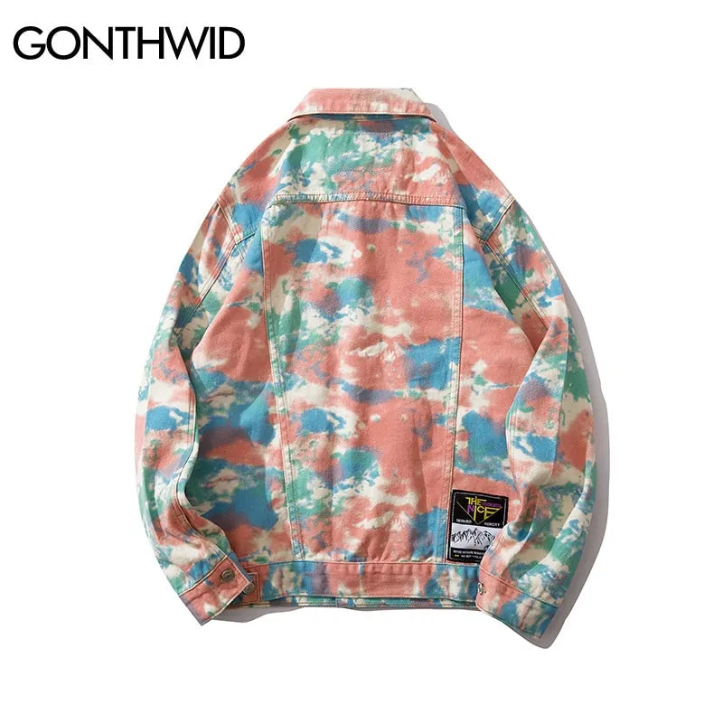 Veste en jean camouflage tie dye