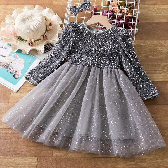 Robe de printemps à paillettes pour enfants