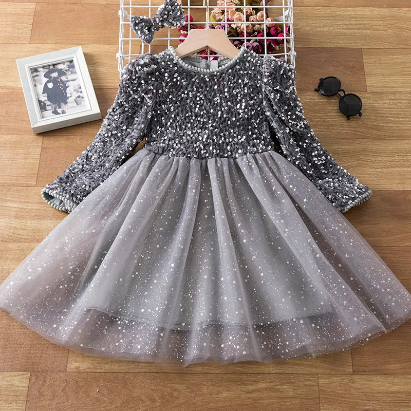 Robe de printemps à paillettes pour enfants