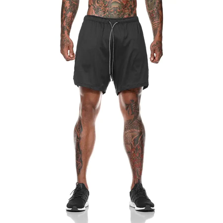 Short de course 2 en 1 pour hommes, Jogging, Gym, Fitness