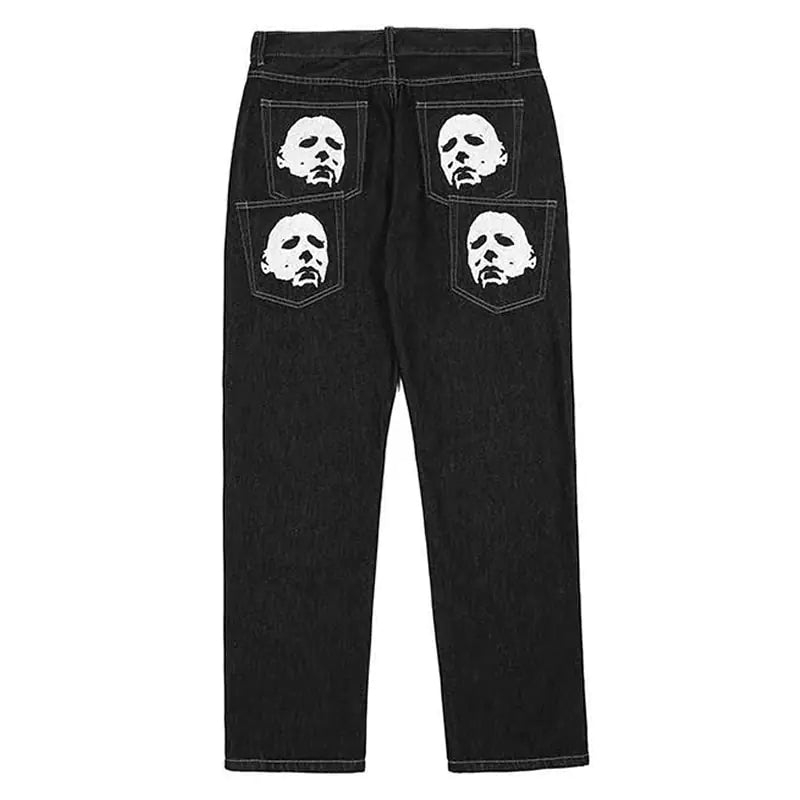 Y2k Fashion Black Streetwear Casual Skull Straight