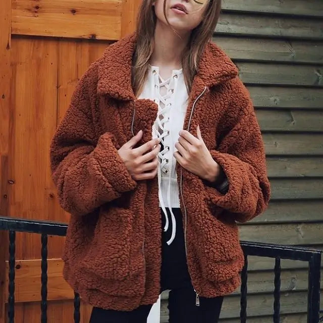 Plush Warmth Chic Style Furry Teddy Jacket