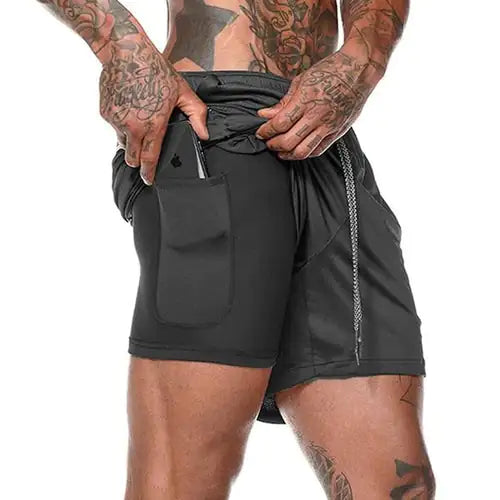 Short de course 2 en 1 pour hommes, Jogging, Gym, Fitness