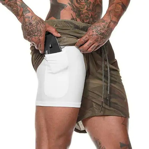 Short de course 2 en 1 pour hommes, Jogging, Gym, Fitness